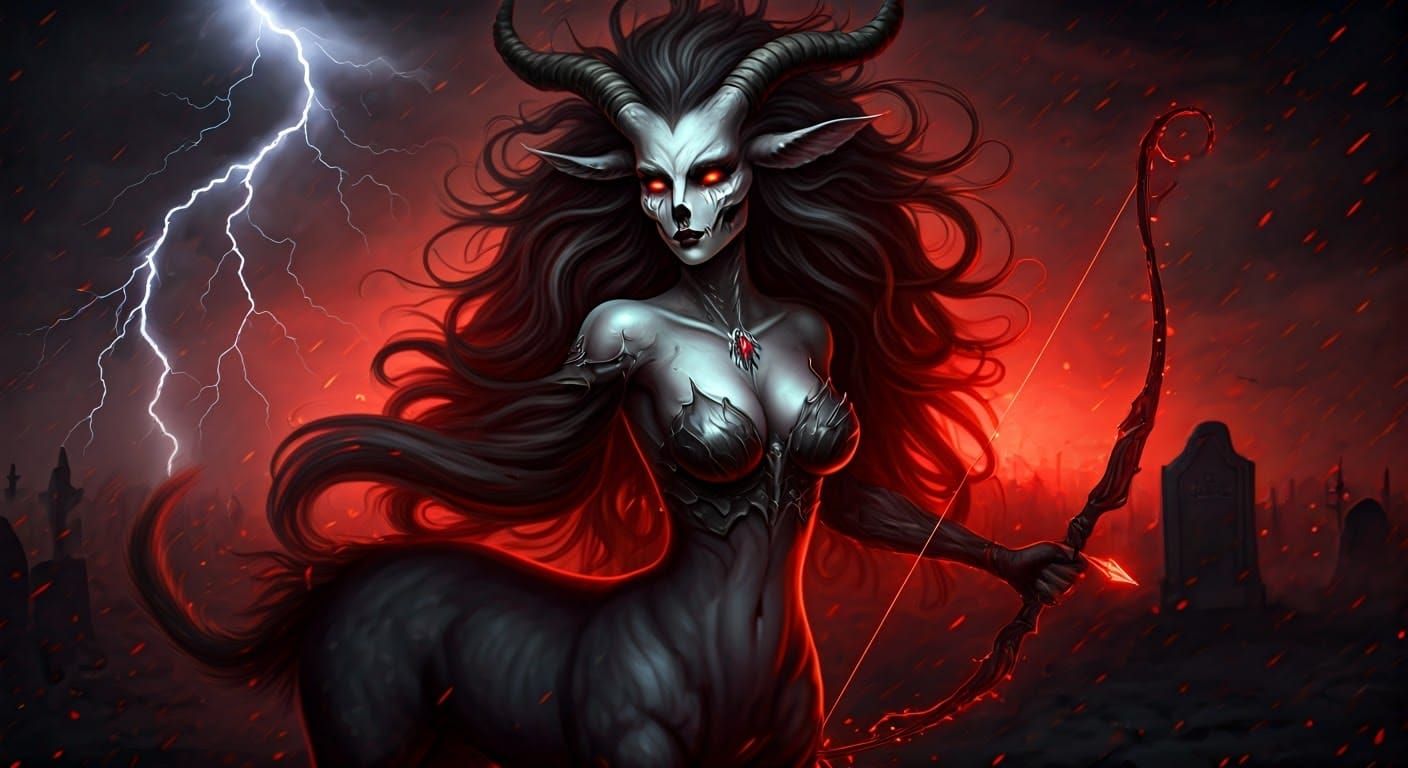 Skull Centaur Archer in a Dark Fantasy Storm