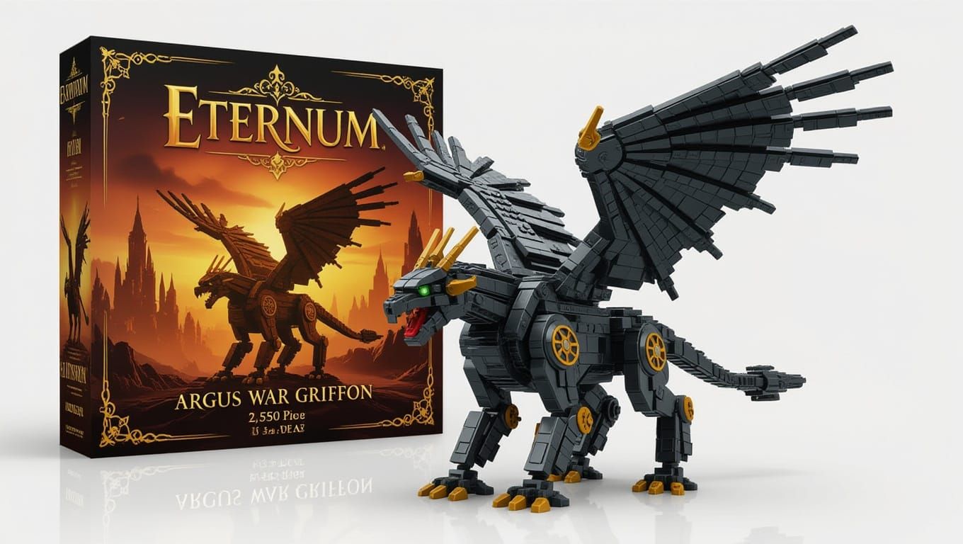 Epic LEGO-Style War Griffon Building Set in Dark Fantasy Sty...