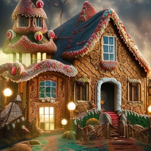 Gingerbread House in Wonderland: Digital Matte Painting