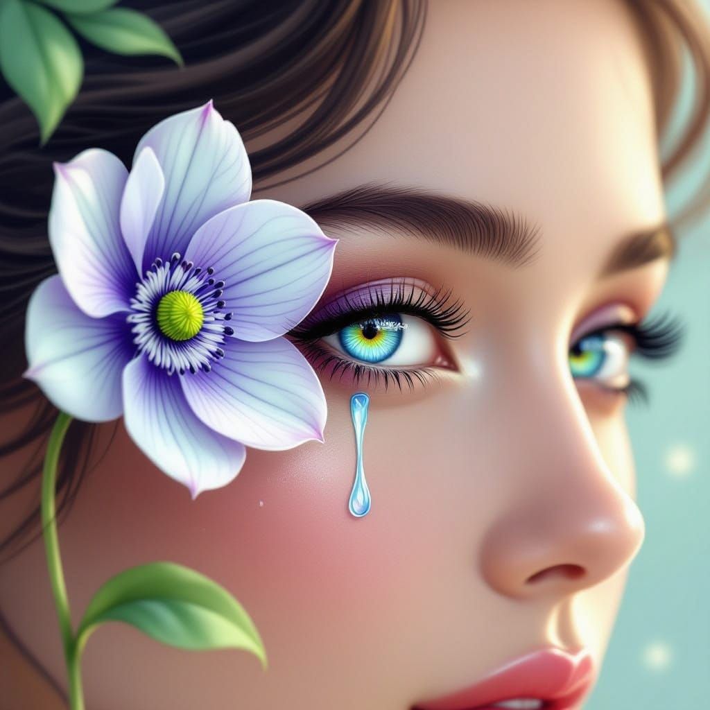 Magical Flower Blooms From Woman's Eye