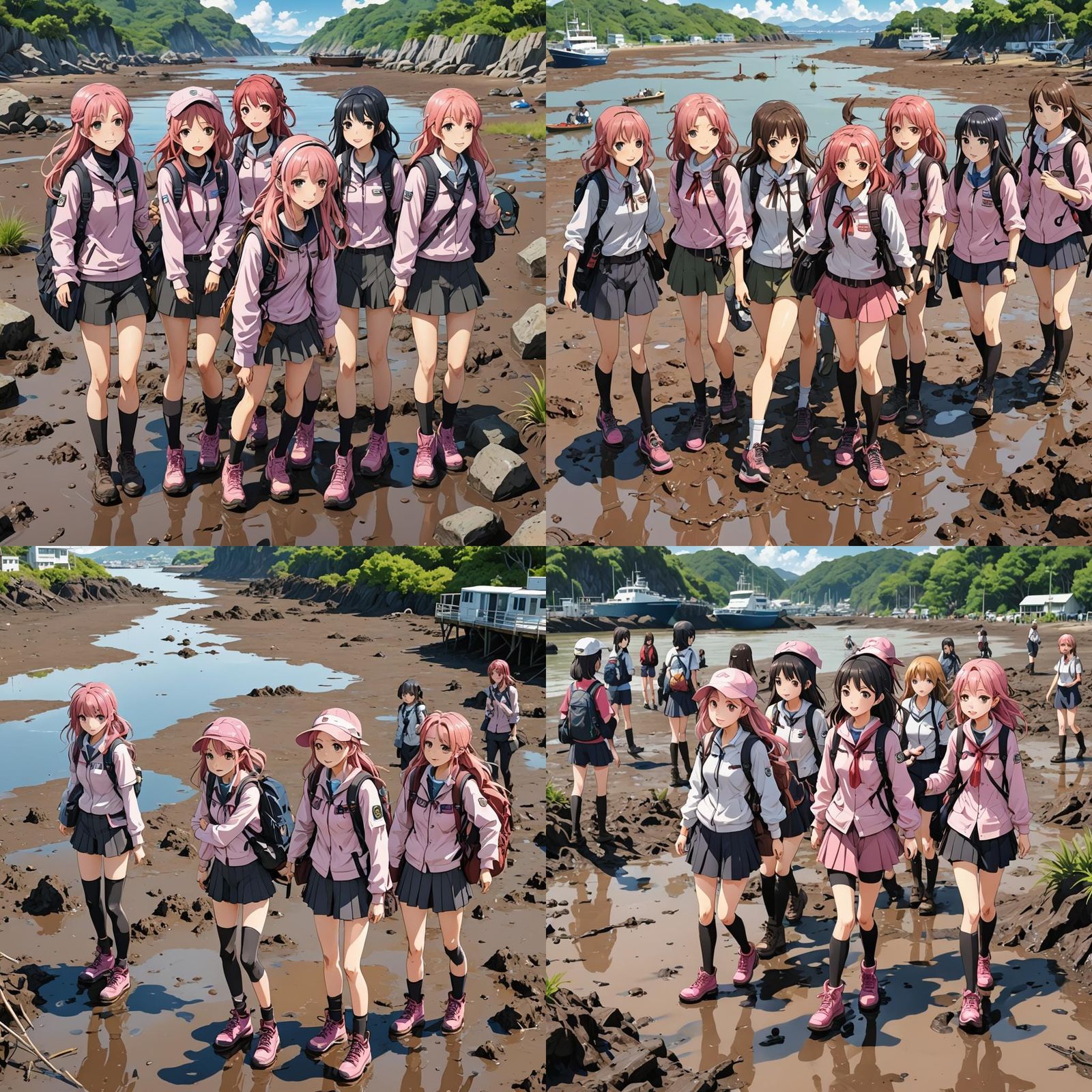 Anime Girls' Muddy Marine Biology Field Trip