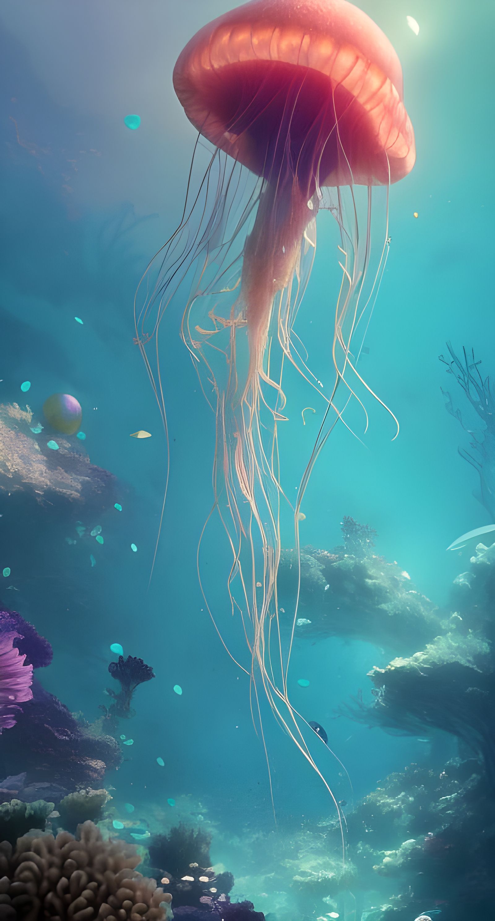 Jellyfish in Coral Reef: A Digital Masterpiece