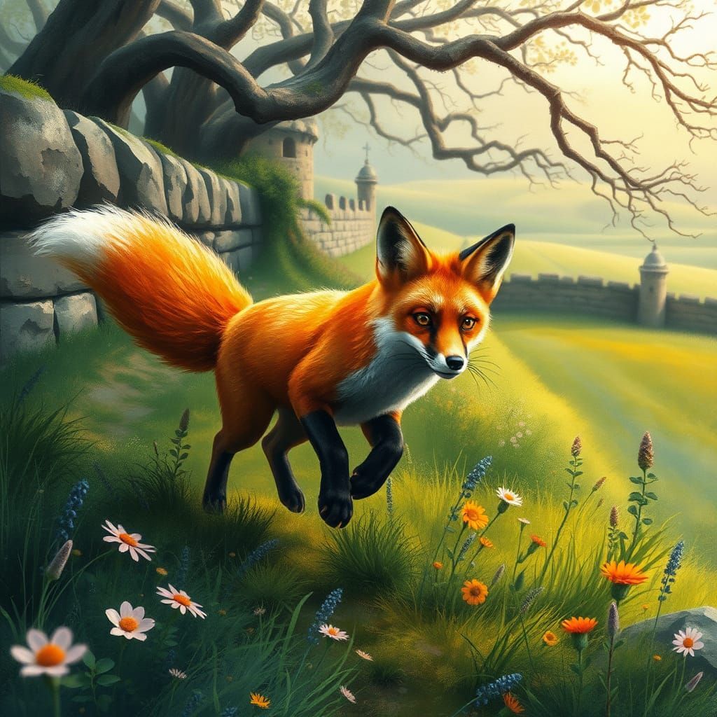 Whimsical Fox Frolics in English Countryside
