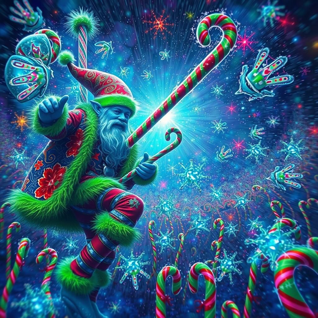 Christmas Elves Battle Fireflies in Psychedelic Wonderland