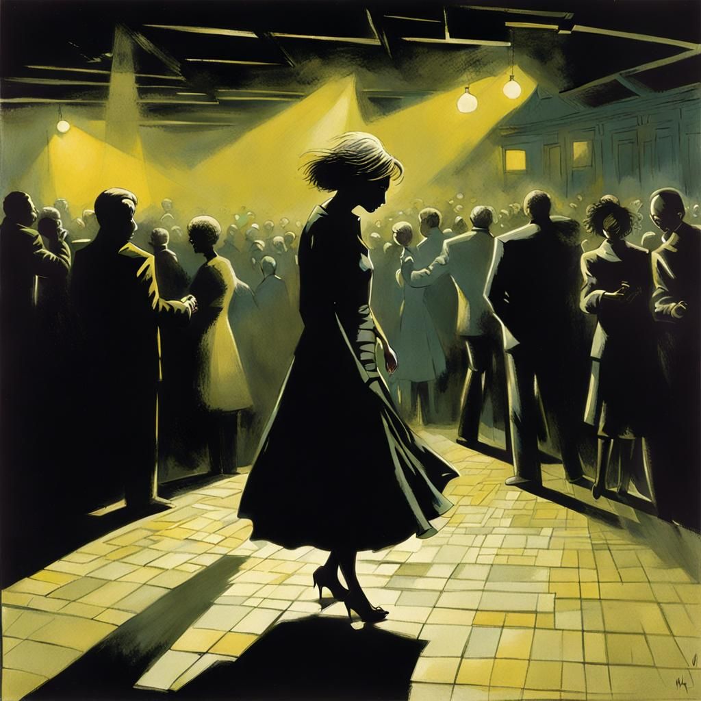 Solitary Dancer in London Nightclub, Graphic Novel Art