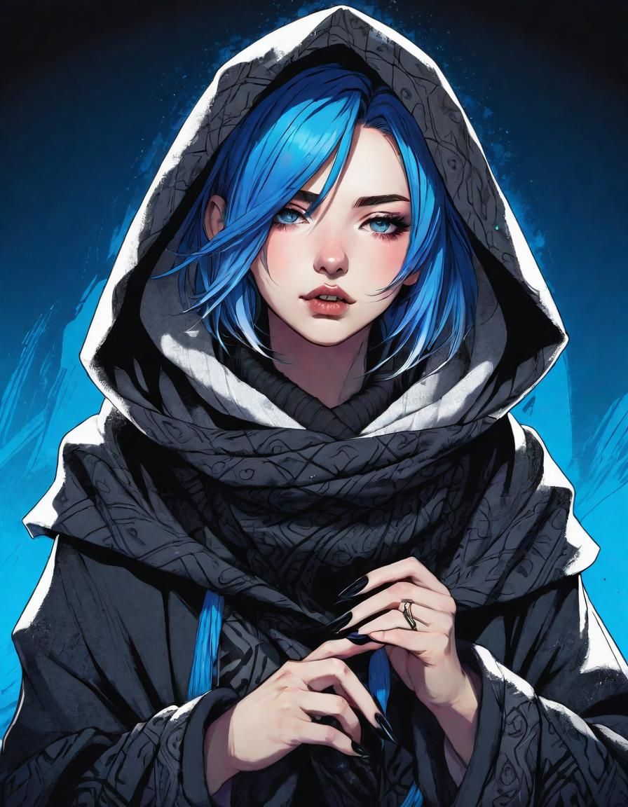 Mysterious Anime Girl with Neon Hair