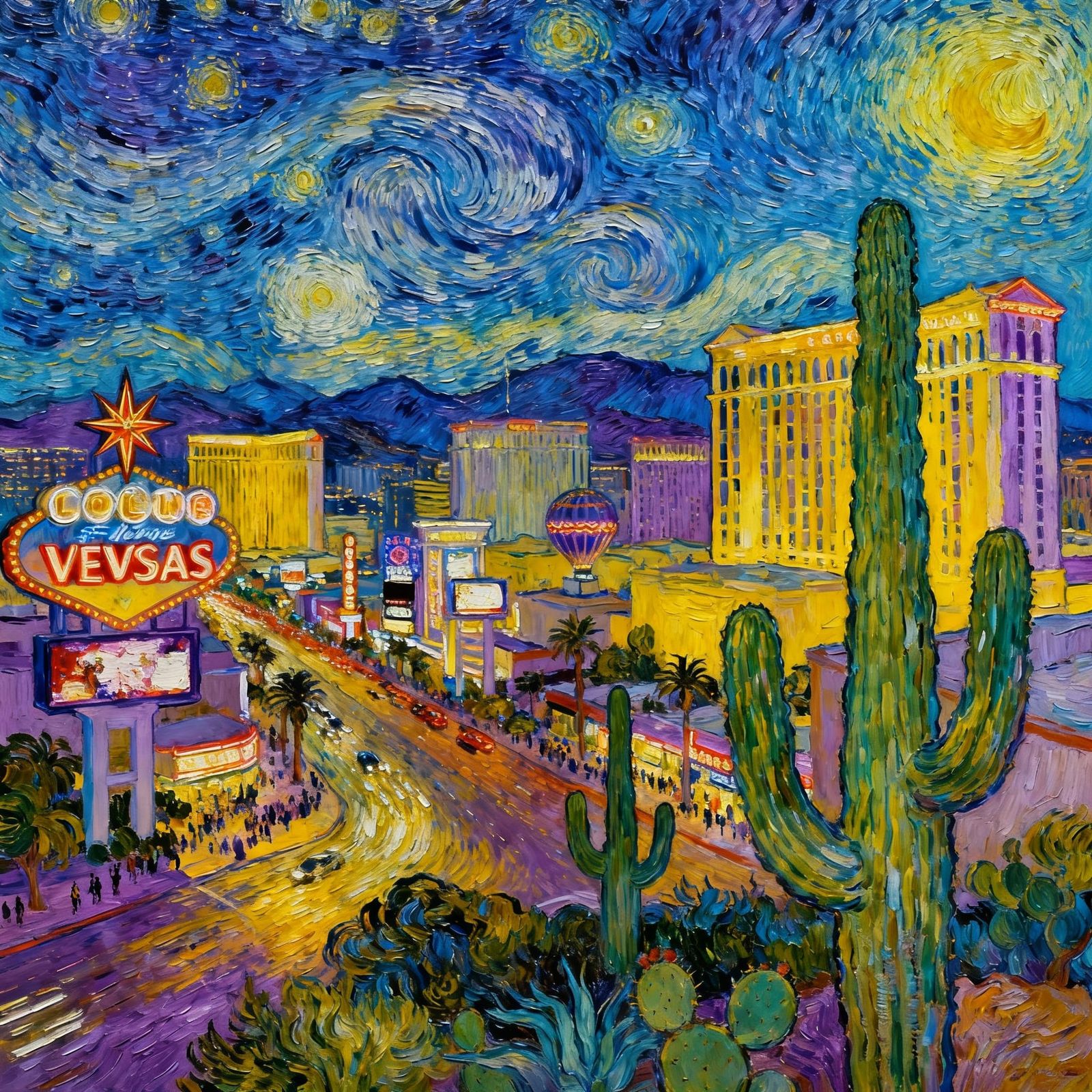 Las Vegas Landscape in Van Gogh Style