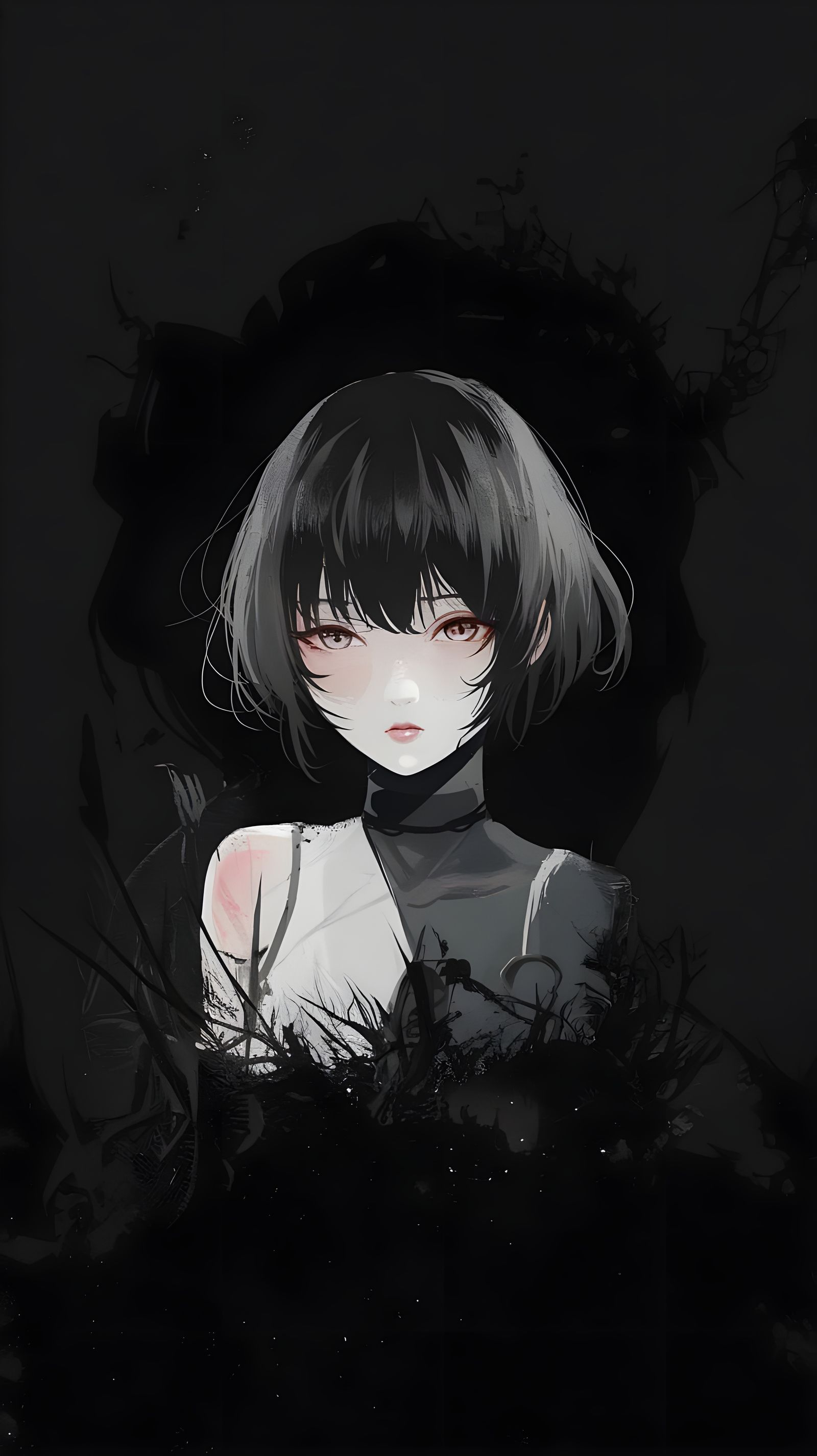 Giger Style Anime Girl in Dystopian Setting