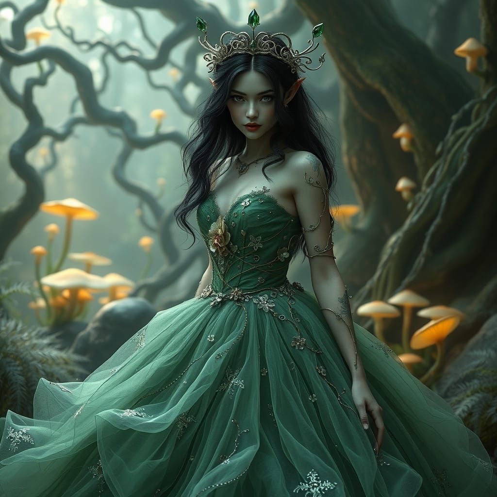 Ethereal Fae Queen in Whimsical Forest