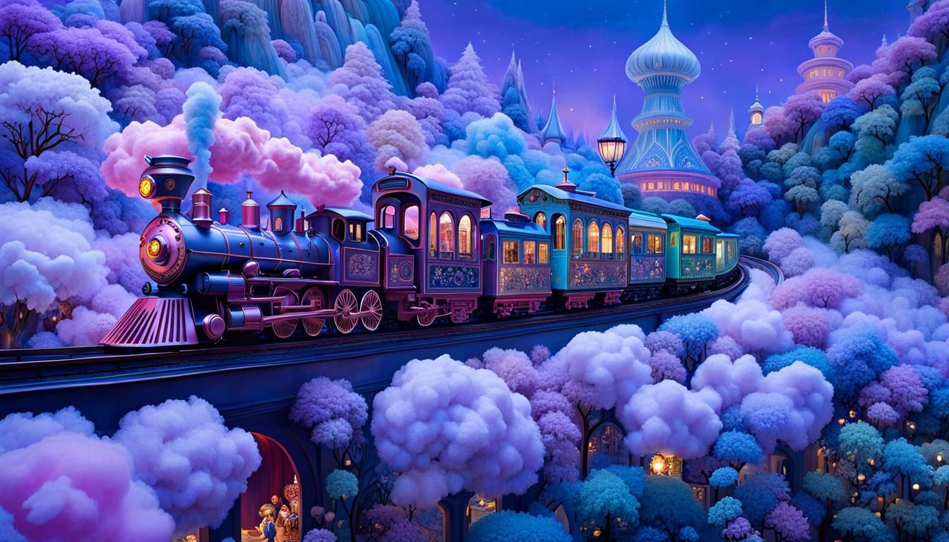 Candy-Colored Toy Train Dreamland Art