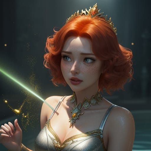 Elegant Princess Trapped in Vibrant Slime in Luxurious Digit...