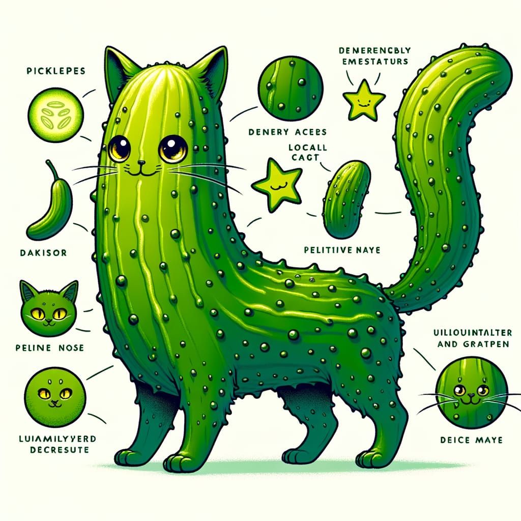 Playful Pickle-Cat Hybrid in Emerald Green