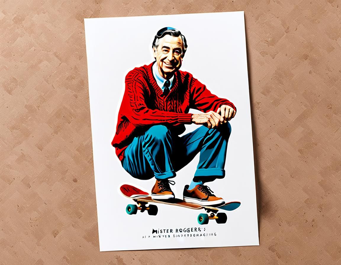 Mister Rogers Skateboard Postcard