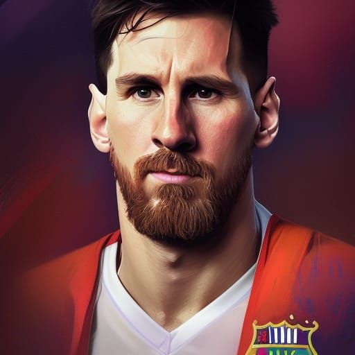 Messi Portrait: Hyperdetailed Art by Rutkowski and Mucha