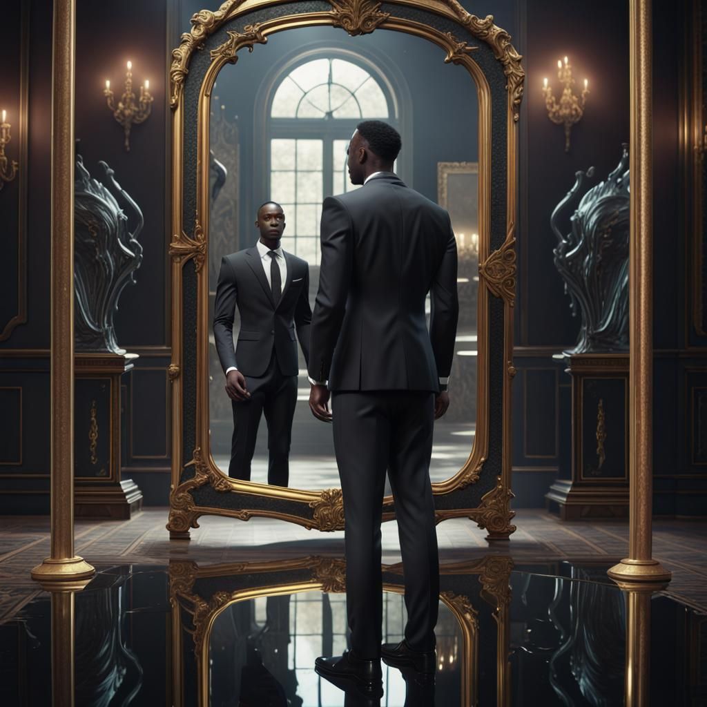 Man in Black Suit Planning Revenge: Detailed Matte Painting