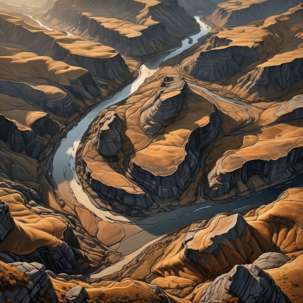 Majestic Grand Canyon Landscape Art in Golden Light