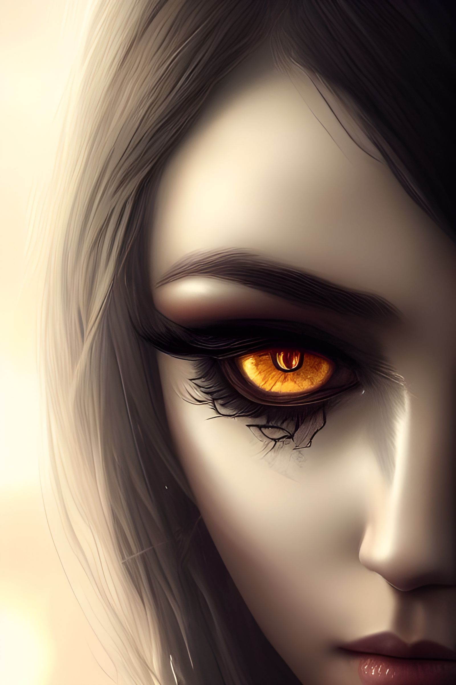 Sinister Goddess Portrait, Hyper-Realistic Digital Art