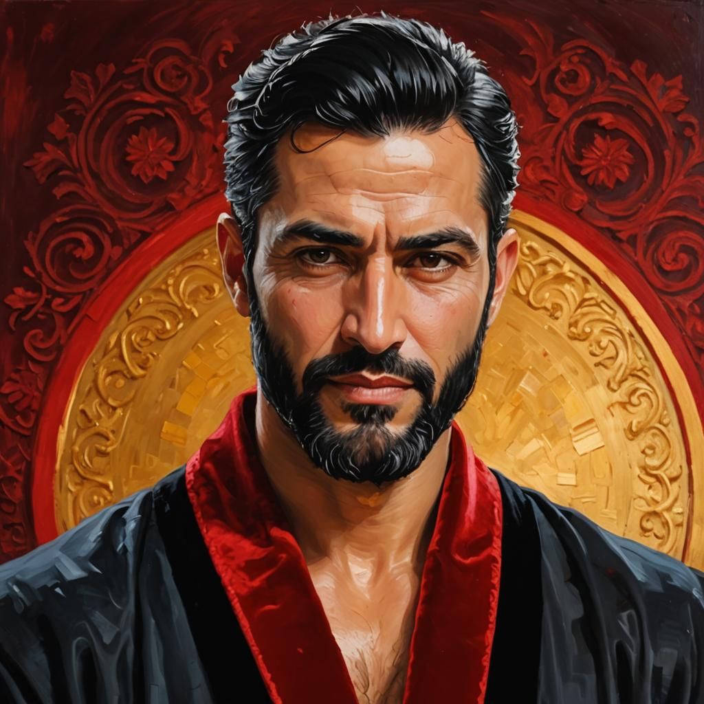 Man on Throne: Impressionist Impasto Painting