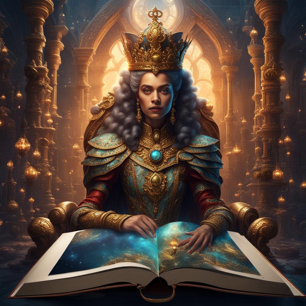 Fantastical Queen on a Page in a Tome