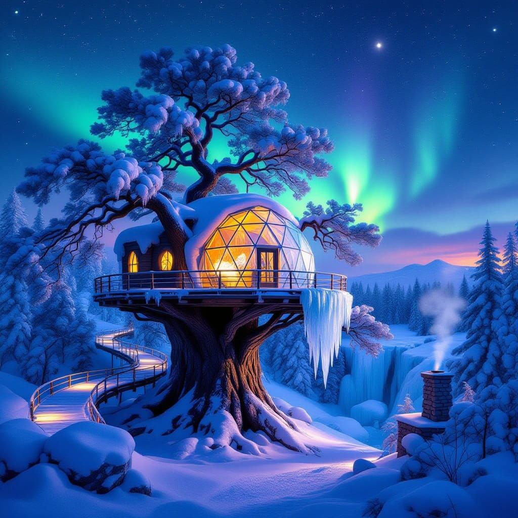 Winter Wonder Within an Ancient Pine Tree