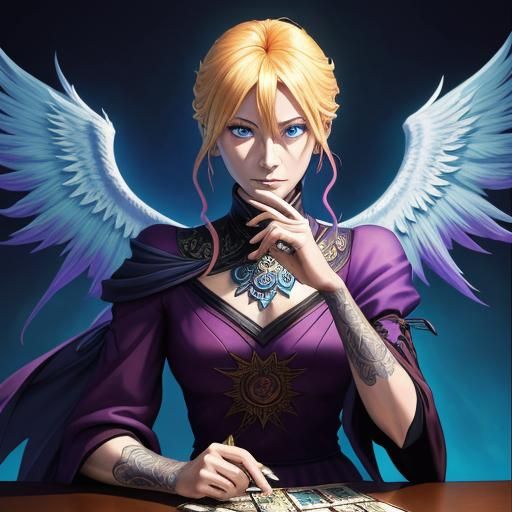 Anime Tarot Reader with Phoenix in Hospital