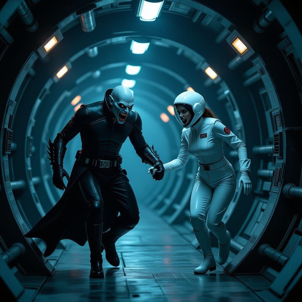 Gothic Horror Vampire Hunt in Derelict Spaceship