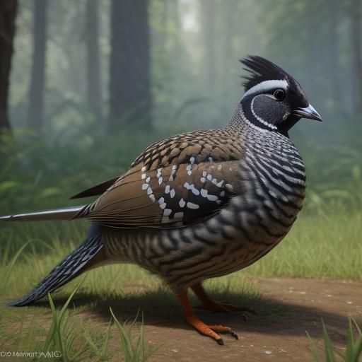 California Quail Family in a Sunny Meadow