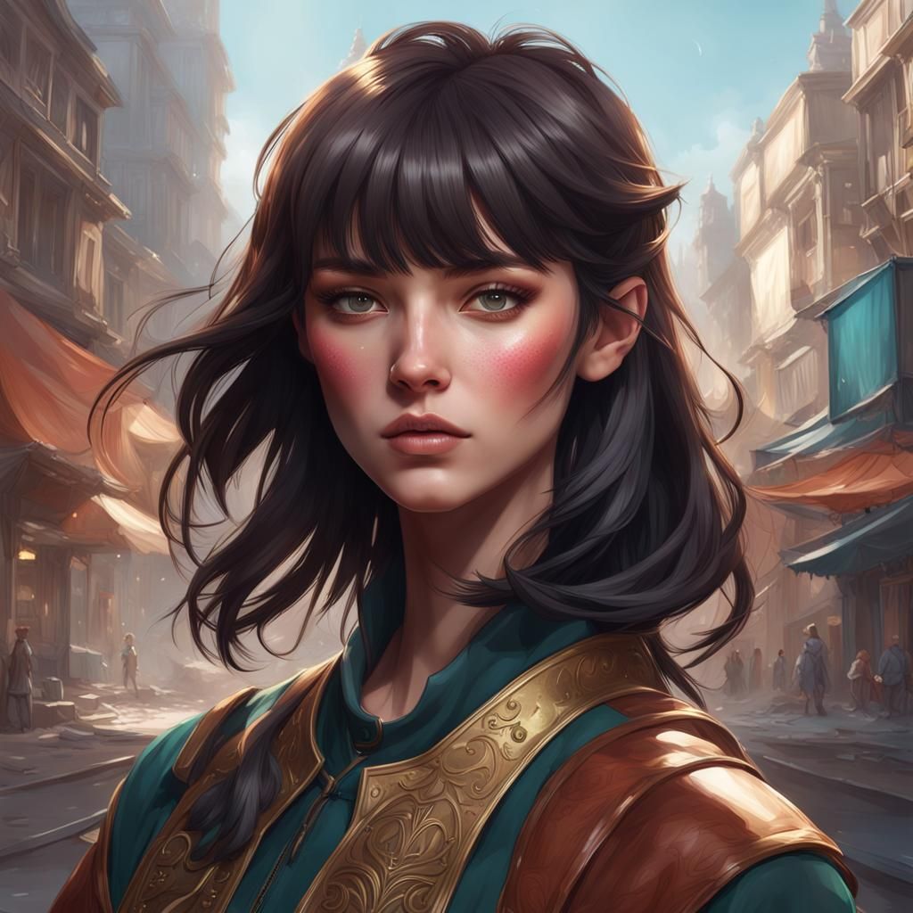 Detailed Portrait of Woman with Dark Hair