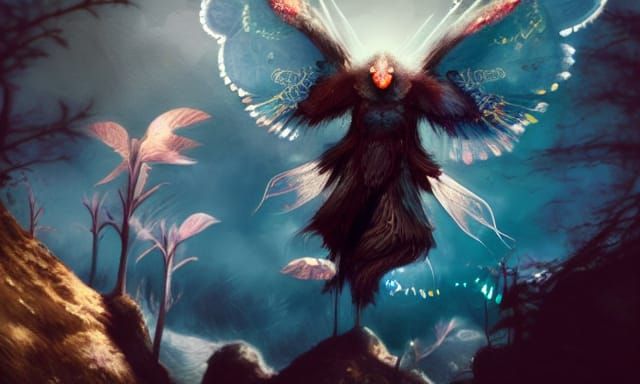 Intricate Mothman Portrait in Trending Digital Art Style