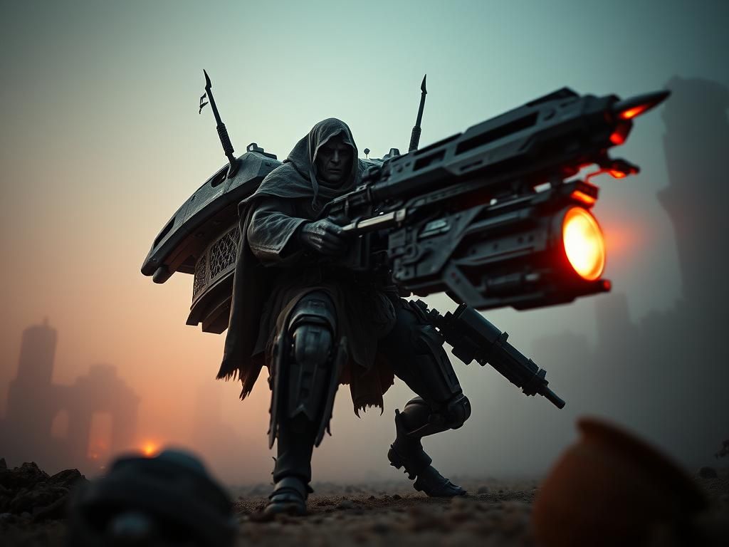 Lich Mech Pilot Attacks Horse Lords: Cinematic Still