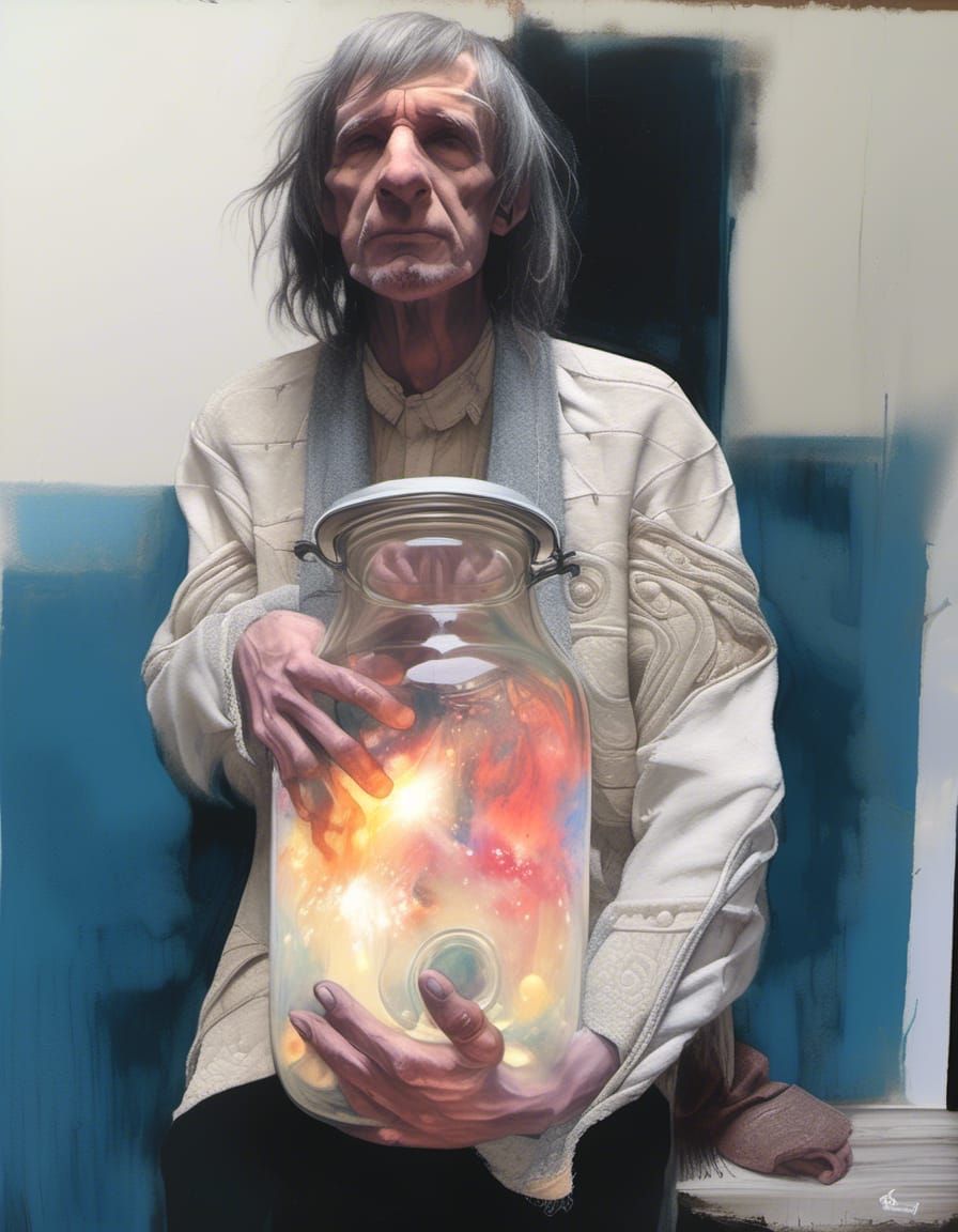 "a cyberpunk man holding (Jar Jar Binks head), h.r. giger st...