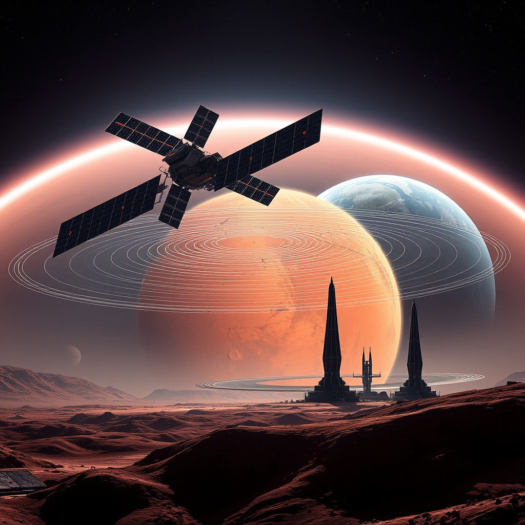 Mars Magnetosphere System: Technical Diagram in Hyperrealism