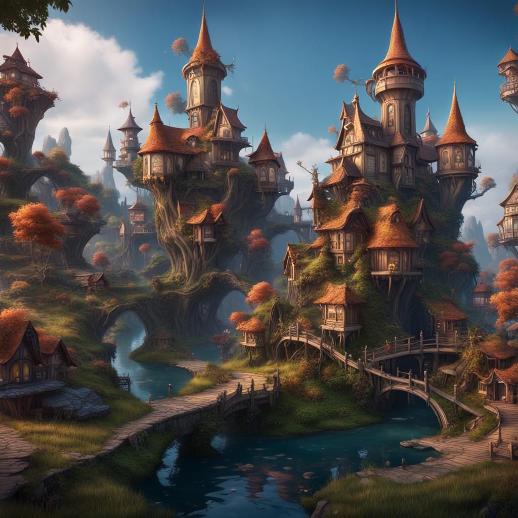 Fantastical Fairy Town: Detailed Matte Painting