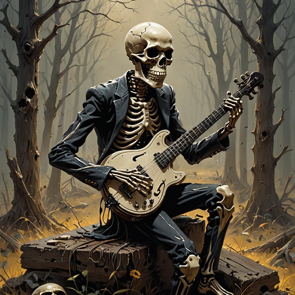 Sinister Skeleton Musician Artwork