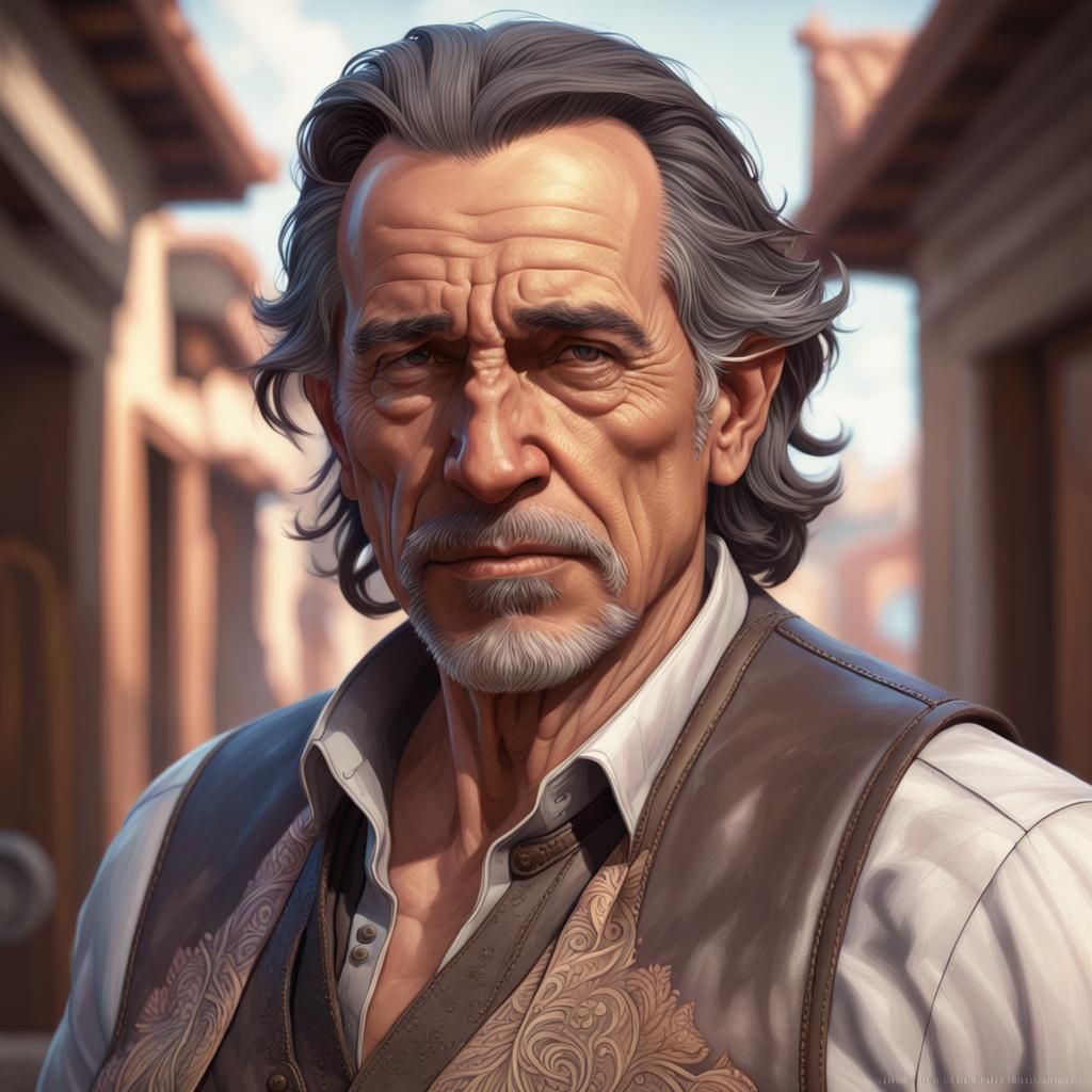 Hispanic Man Portrait in Hyperdetailed Art Style