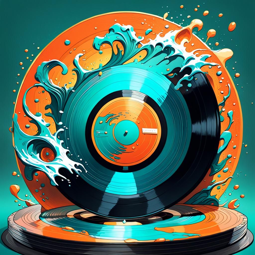 Giant Vinyl Record Radiating Dub Music