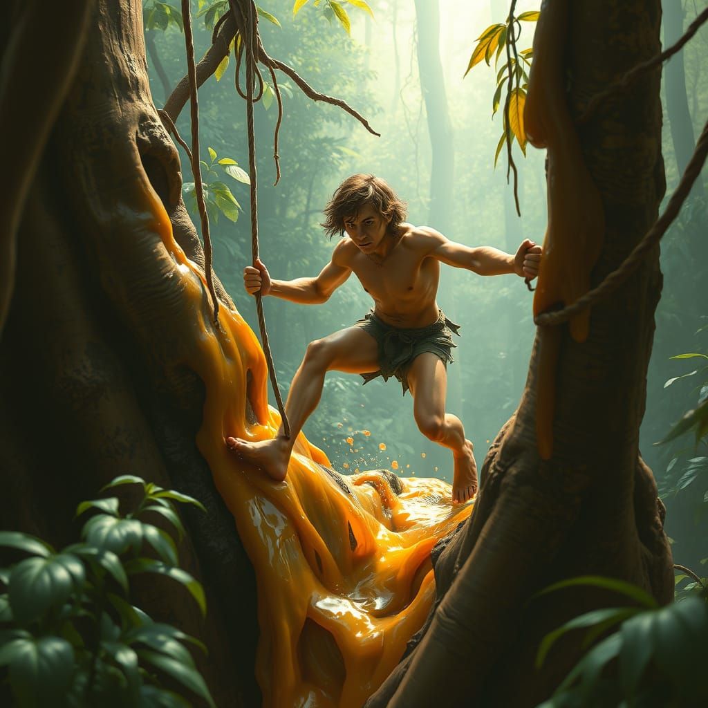 Tarzan Trapped in Sticky Tar Pit