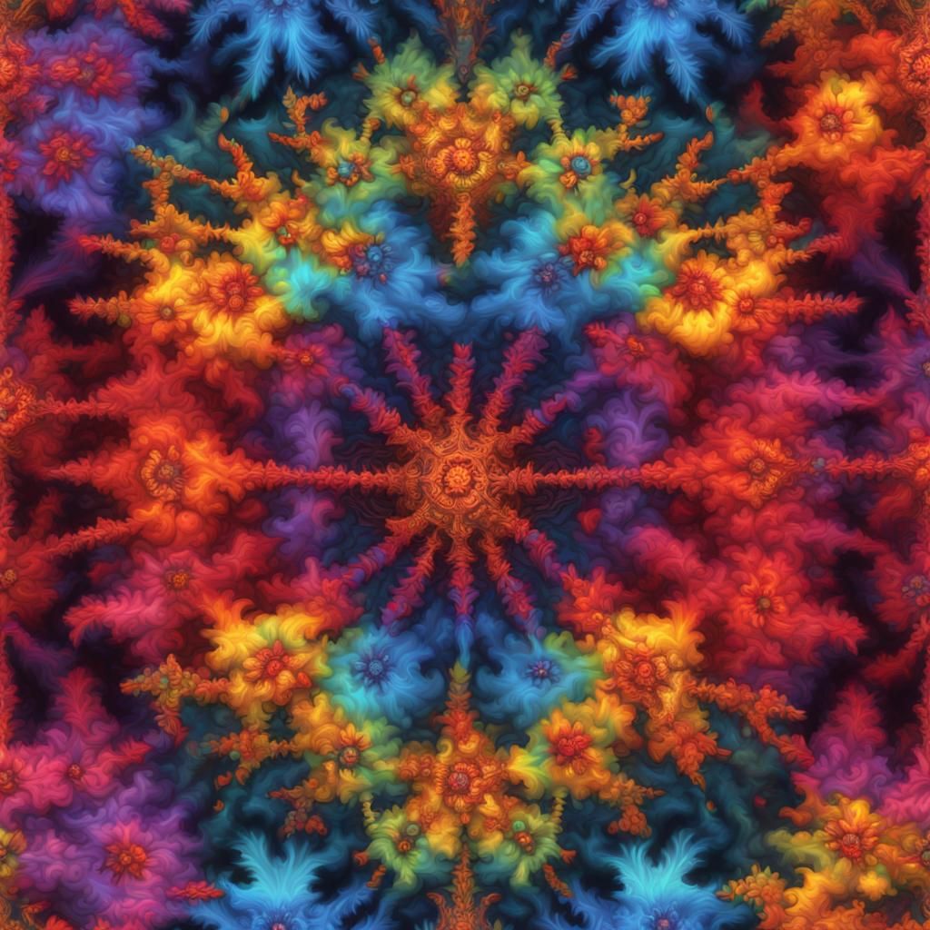 Seamless Tie Dye Fractal in Detailed Digital Art