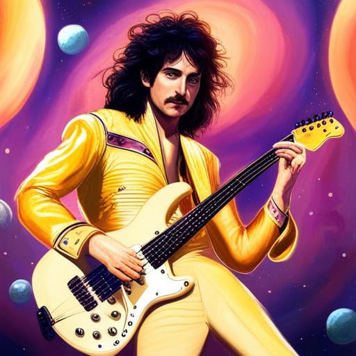 John Deacon with Freddie Mercury's mustache