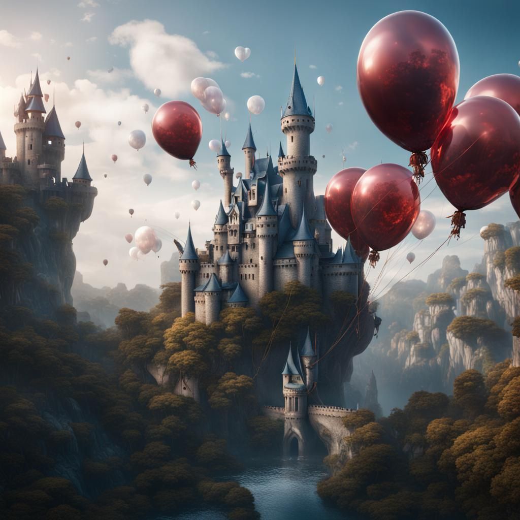 Glass Castle with Turquoise Dragon, Matte Painting