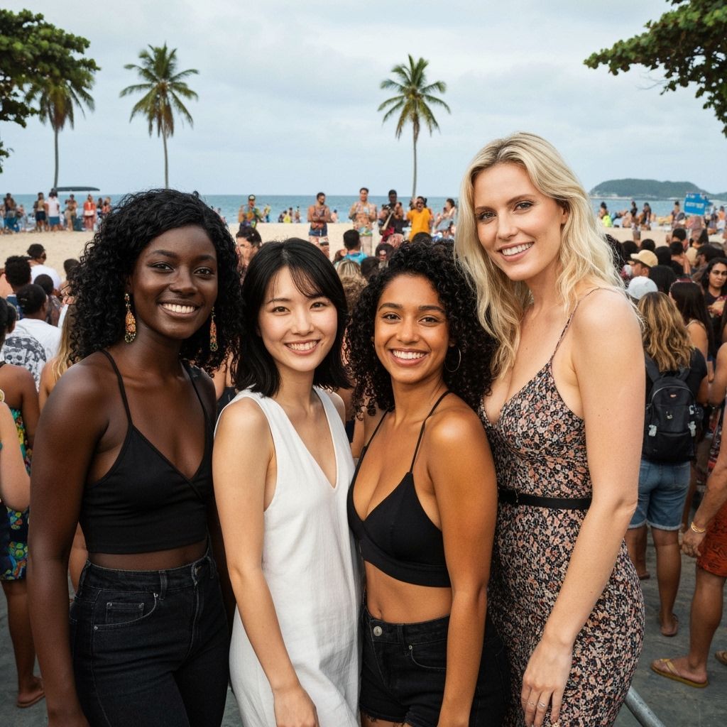 Diverse Women at Brazilian Rock Concert: Photorealistic Imag...