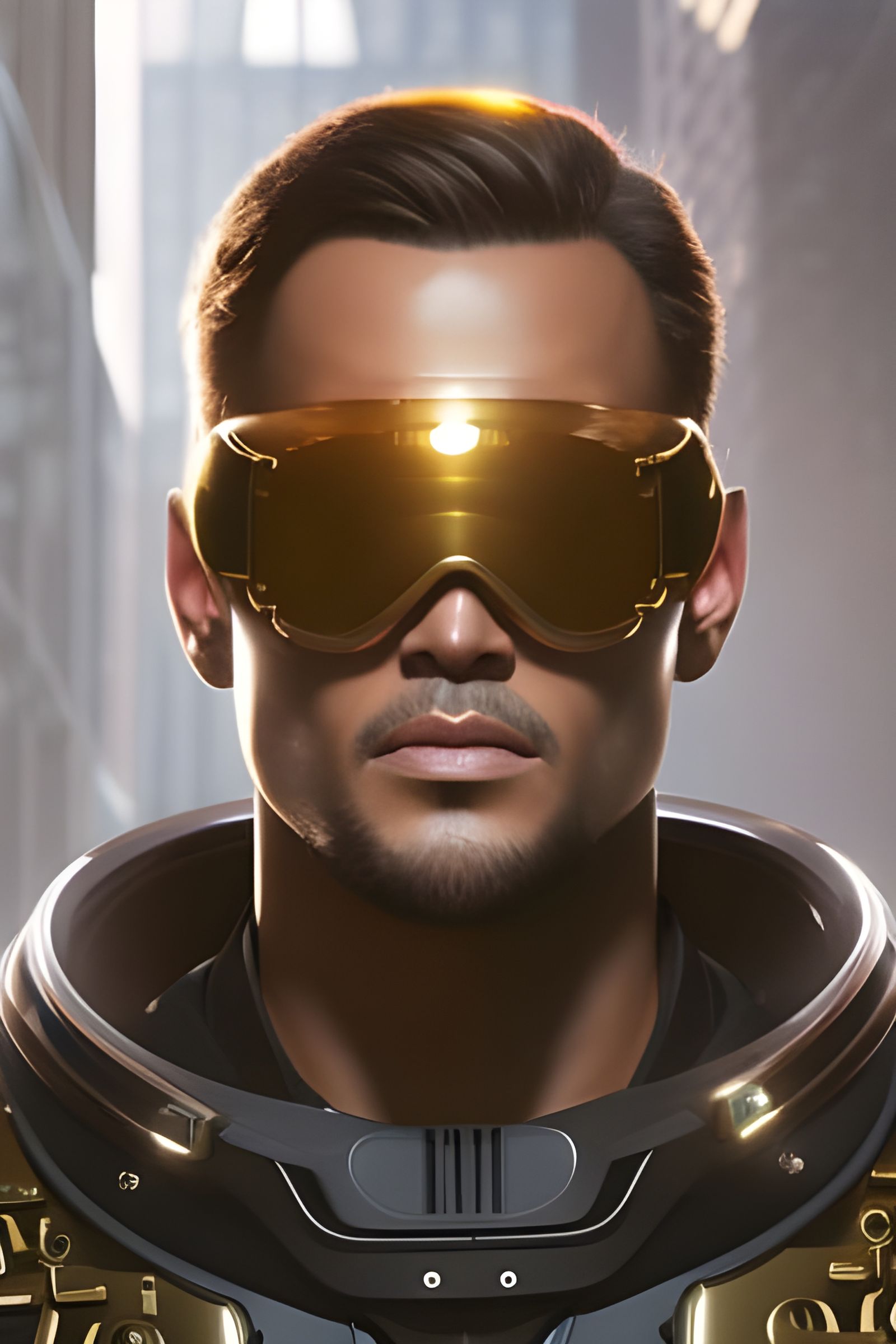 Sci-Fi Security Guard Portrait in Hyperdetailed Style