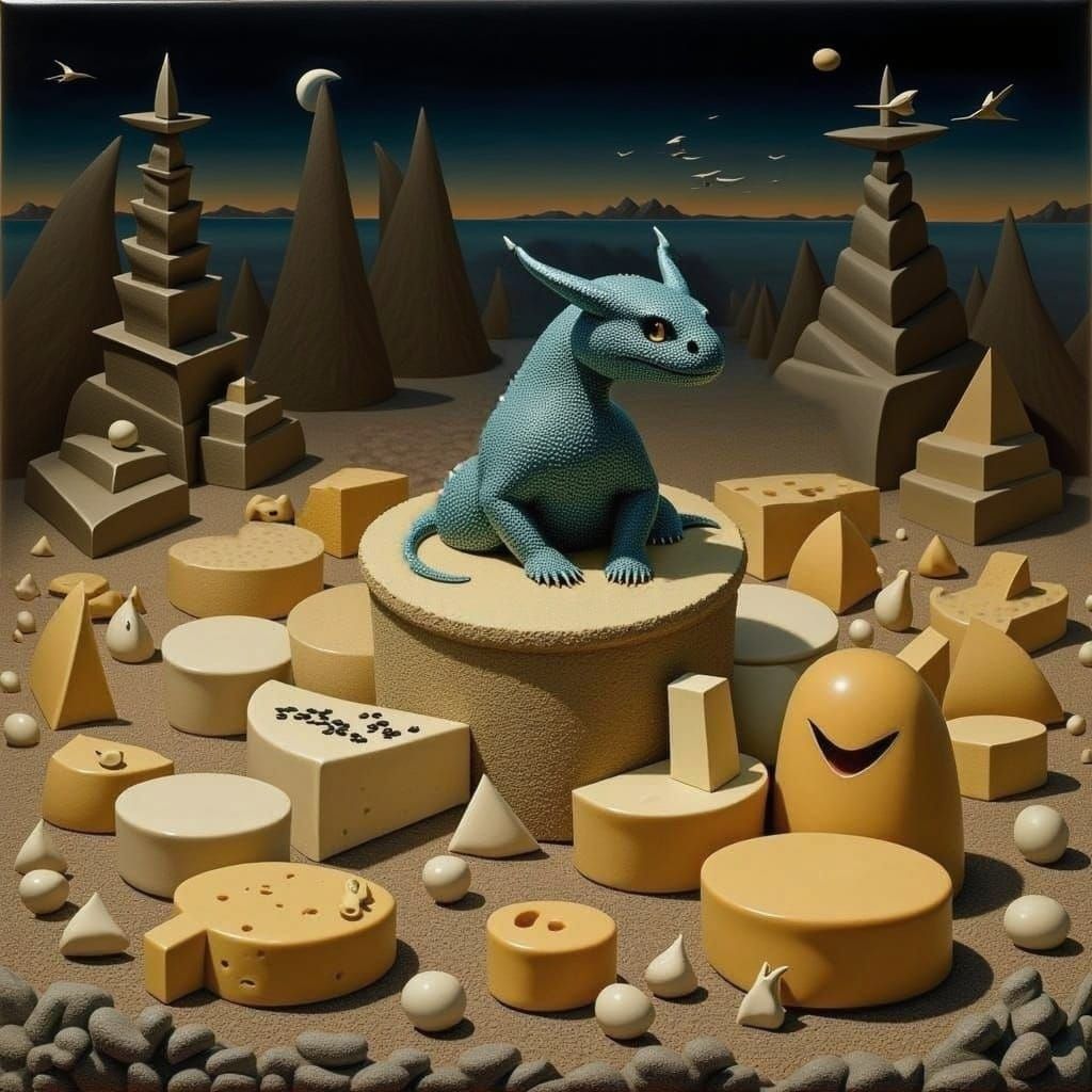 Hamster Dragon Hoarding Cheese and Treasure