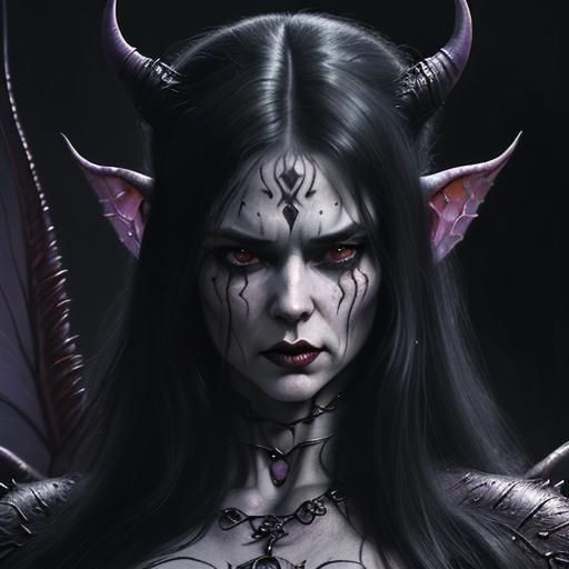 Demon Woman Portrait in a Gothcore Fairy Tale