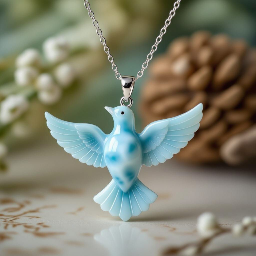 Larimar Bird Pendant on Sterling Silver Chain