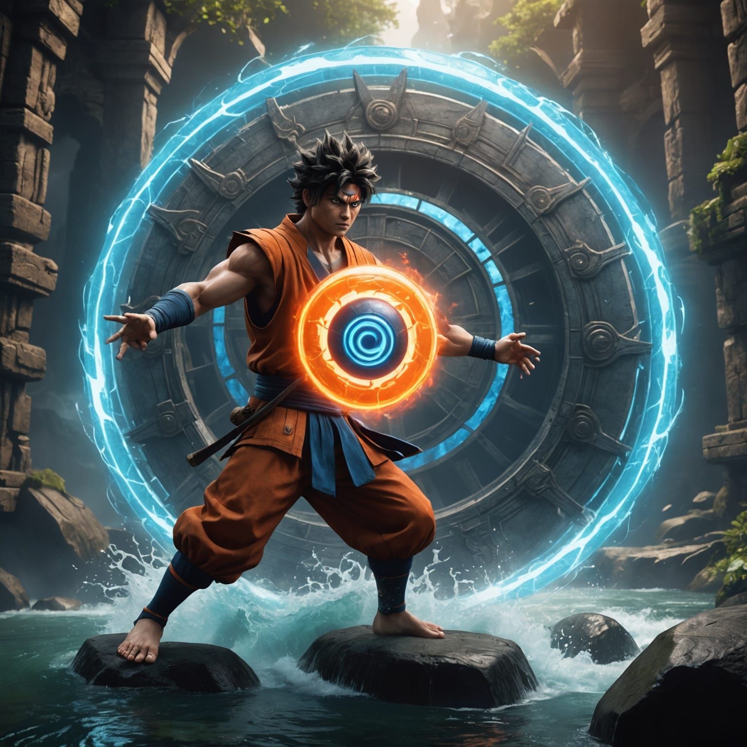 Energy Spheres Clash: Detailed Matte Painting