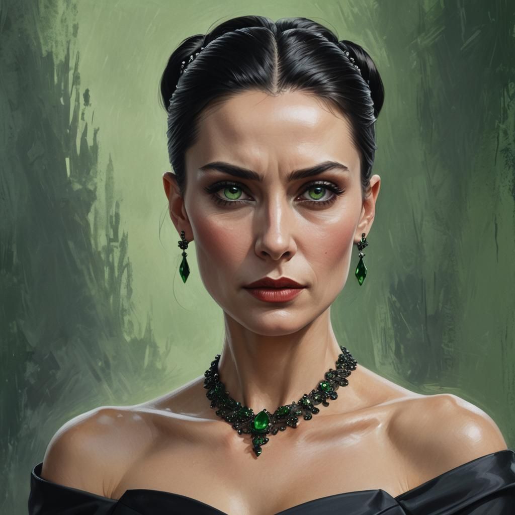 Hyperrealistic Portrait of Russian Woman in Black Dress