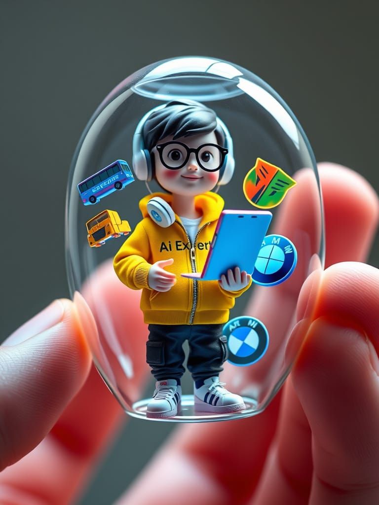 Realistic Gashapon Capsule with Chibi Figure and Accessories