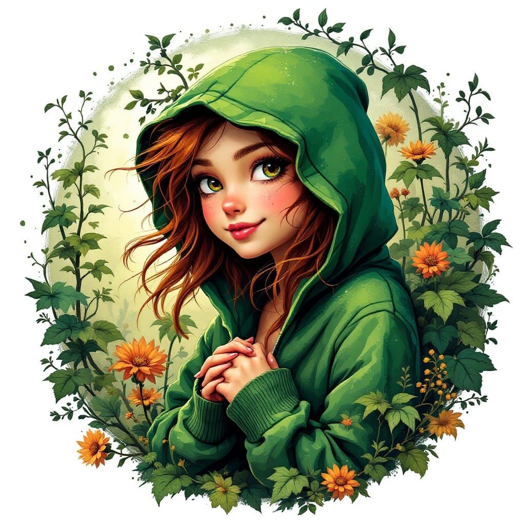 Whimsical Forest Fairy Logo in Graffiti Style