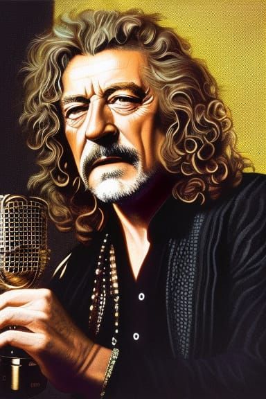 Robert Plant Portrait in Hyperdetailed Concept Art Style
